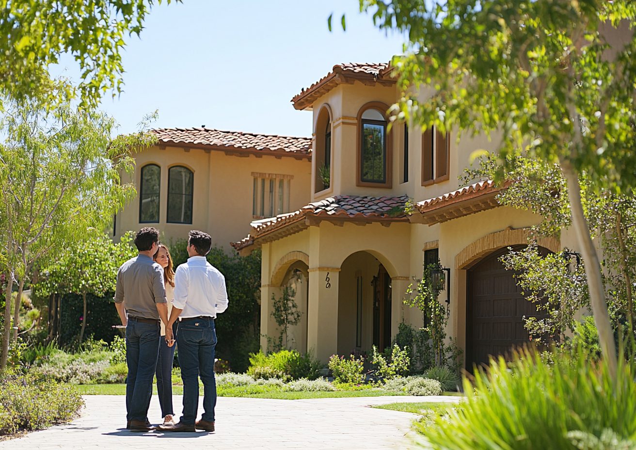 realtor with couple in Santa Cruz Appraising a home